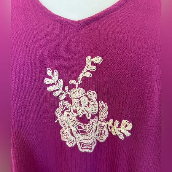 FREE PEOPLE Emma Floral Embroidered Tunic Mini Dress in Berry Purple - Picture 4 of 8